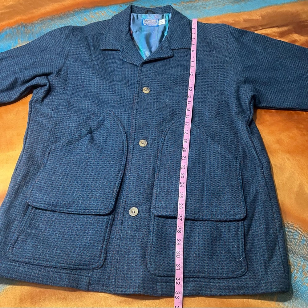 Vintage Pendleton wool tweed jacket blue Lined large USA NWOT 60s Rare Style - Picture 11 of 16